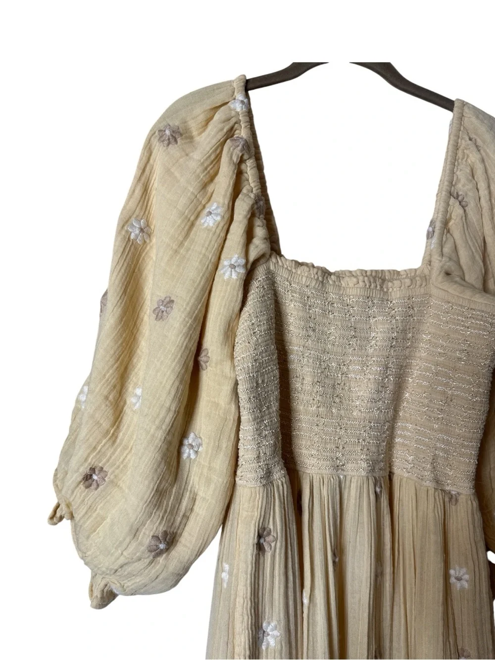 Free People Dahlia Embroidered Tiered Maxi Dress Cream Medium